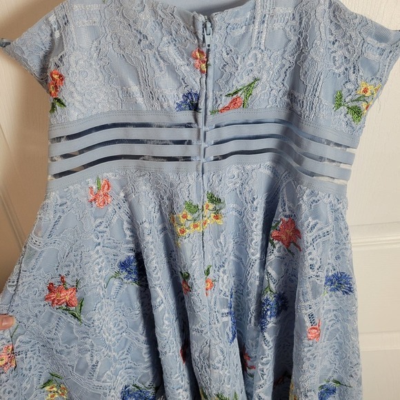 City Studio Fit and Flare Dress-Blue floral-Juniors 15 - Picture 4 of 7